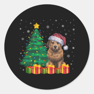 Ugly Briard Weihnachtsmannmütze Weihnachtsleuchten Runder Aufkleber