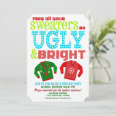 Ugly & Bright Christmas Sweaters Party Einladung (Stehend Vorderseite)