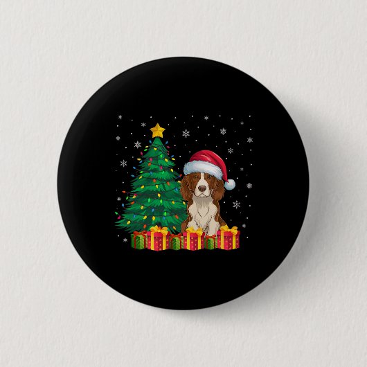 Ugly Brittany Spaniel Weihnachtsmannmütze Christma Button (Vorderseite)