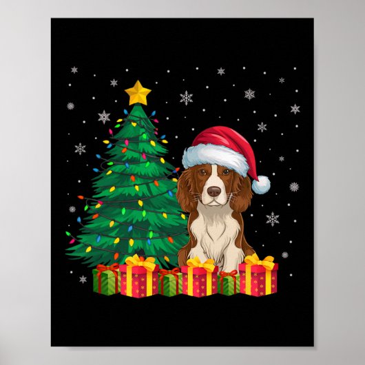 Ugly Brittany Spaniel Weihnachtsmannmütze Christma Poster (Vorne)