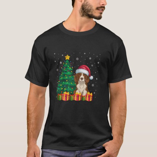Ugly Brittany Spaniel Weihnachtsmannmütze Christma T-Shirt (Vorderseite)
