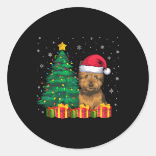 Ugly Cairn Terrier Weihnachtsmannmütze WeihnachtsL Runder Aufkleber