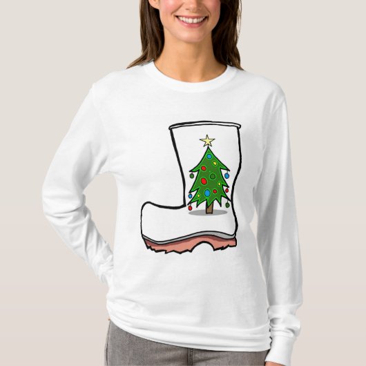 Ugly Cajun Weihnachtspulli Shrimping Stiefel T-Shirt (Vorderseite)