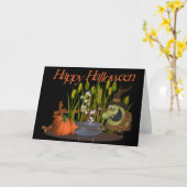 Ugly Cartoon Hexe in Cornfield Happy Halloween Karte (Gelbe Blume)