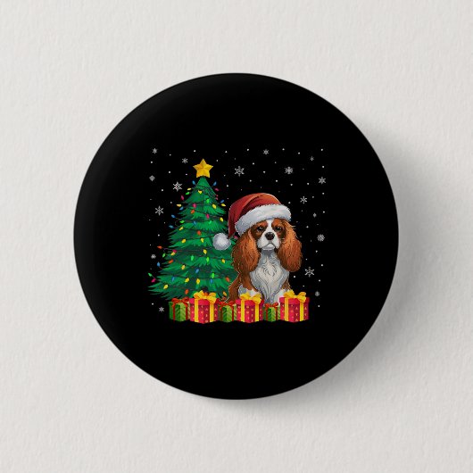 Ugly Cavalier King Charles Spaniel Weihnachtsmannm Button (Vorderseite)