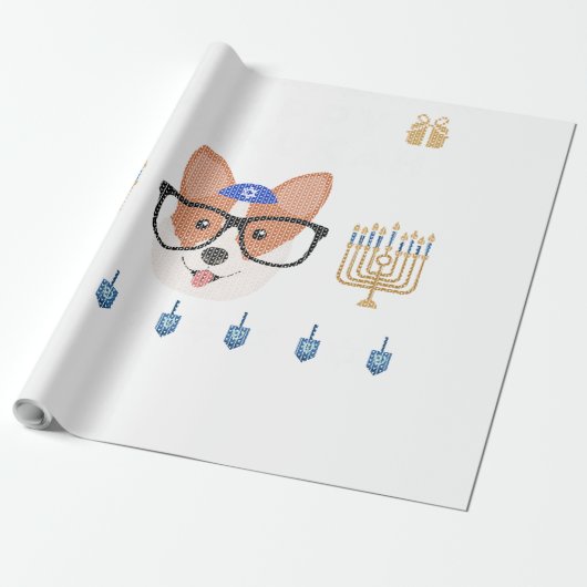 Ugly Chanukah Hanukkah Jewish Puppy Dog Corgi Swea Geschenkpapier (Ungerollt)