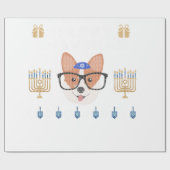 Ugly Chanukah Hanukkah Jewish Puppy Dog Corgi Swea Geschenkpapier (Flach)