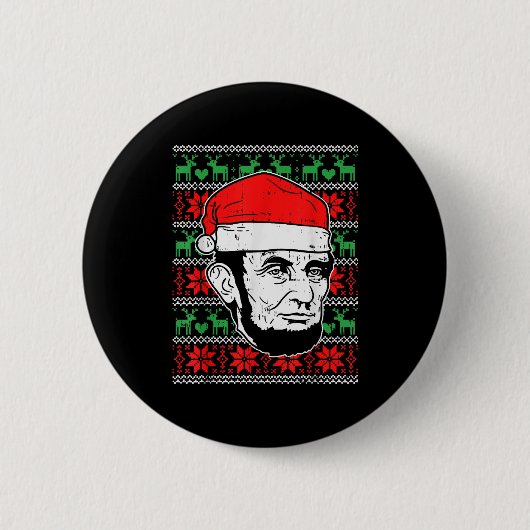 Ugly Christmas Abe Shirt Abraham Lincoln Santa Pat Button (Vorderseite)