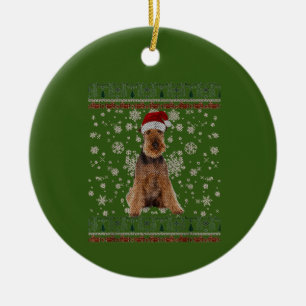 Ugly Christmas Airedale Terrier Dog Xmas Merry Keramik Ornament