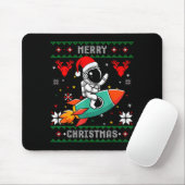 Ugly Christmas Astronaut Riding Rocket Santa Hat T Mousepad (Mit Mouse)