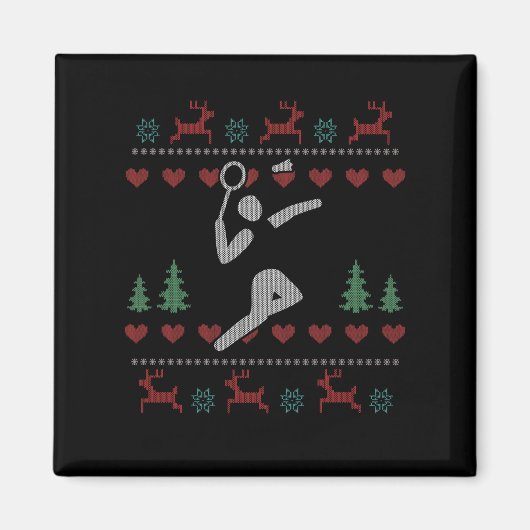 Ugly Christmas Badminton Magnet (Vorne)