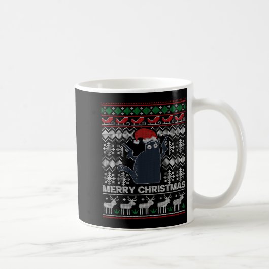 Ugly Christmas Black Cat Merry Christmas Gift Kaffeetasse (Rechts)