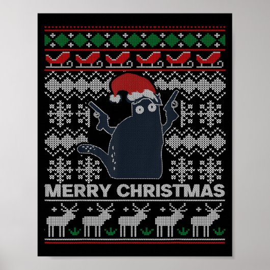 Ugly Christmas Black Cat Merry Christmas Gift Poster (Vorne)