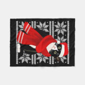 Ugly Christmas Black Cat Santa Hat F Holiday Cute Fleecedecke (Vorderseite (Horizontal))