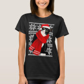 Ugly Christmas Black Cat Santa Hat F Holiday Cute T-Shirt (Vorderseite)