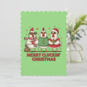 ugly christmas chicken merry clucking xmas einladung (Stehend Vorderseite)