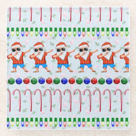 Ugly Christmas Dabbing Santa Glasuntersetzer (Vorderseite)