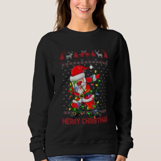 Ugly Christmas Dabbing Sweater  Santa Christmas Fa Sweatshirt (Vorderseite)