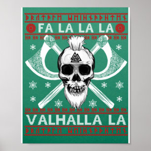 Ugly Christmas Design Fa-La-Valhalla Poster