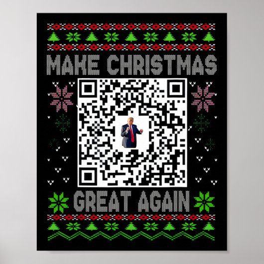 Ugly Christmas Funny Qr President Trump Dance Code Poster (Vorne)