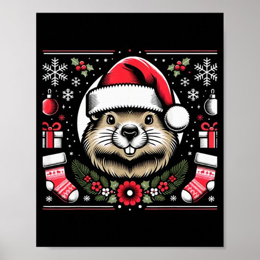 Ugly Christmas Groundhog  Poster (Vorne)
