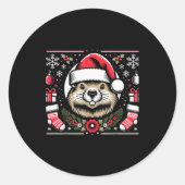 Ugly Christmas Groundhog Runder Aufkleber (Vorderseite)