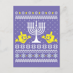 Ugly Christmas Hanukkah Sweater - Happy Hanukkah Postkarte