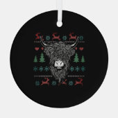 Ugly Christmas Highland Cow Ornament Aus Glas (Rückseite)