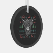 Ugly Christmas Highland Cow Ornament Aus Glas (Vorderseite Rechts)