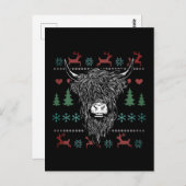 Ugly Christmas Highland Cow Postkarte (Vorne/Hinten)