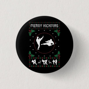 Ugly Christmas Karate Jiu Jitsu Martial Art Merry Button