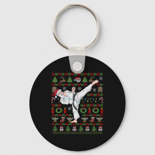Ugly Christmas Karate Santa Claus Martial Arts Schlüsselanhänger