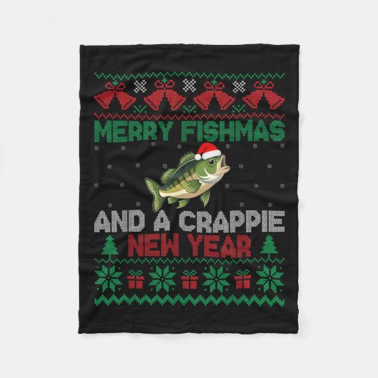 Ugly Christmas Merry Fishmas And A Crape New Year  Fleecedecke (Vorderseite)