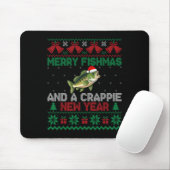 Ugly Christmas Merry Fishmas And A Crape New Year  Mousepad (Mit Mouse)