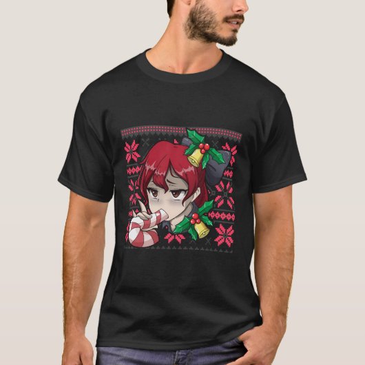 Ugly Christmas Otaku Ahegao Ecchi Etchi Lewd Henta T-Shirt (Vorderseite)