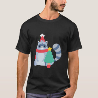 Ugly Christmas Raccoon Santa Xmas Tree Niedlich Ha T-Shirt