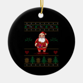 Ugly Christmas Santa Keramik Ornament