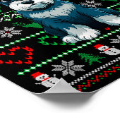 Ugly Christmas Schnauzer Dog Wearing Santa Hat Xma Poster (Ecke)