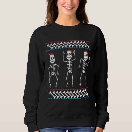 Ugly Christmas Skull Apprel Skeleton with Santa ha Sweatshirt (Vorderseite)