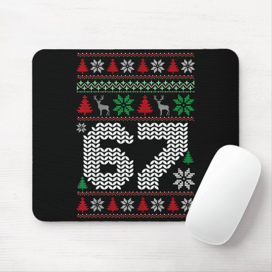 Ugly Christmas Sweater 67 Six Seven 6 7 Meme Funny Mousepad (Mit Mouse)