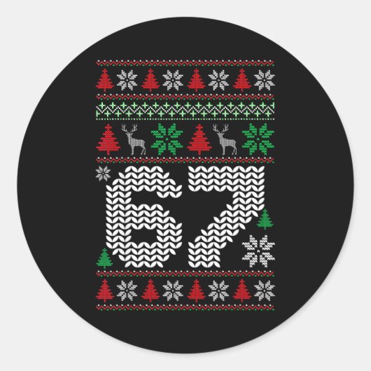 Ugly Christmas Sweater 67 Six Seven 6 7 Meme Funny Runder Aufkleber (Vorderseite)