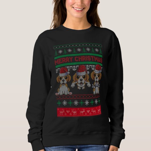 Ugly Christmas Sweater Beagle Cute Beagle Santa Ha Sweatshirt (Vorderseite)