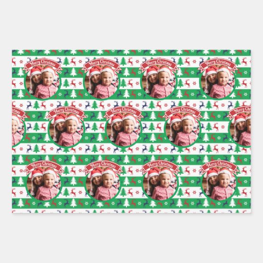 Ugly Christmas Sweater Bright Jumper Photo Geschenkpapier Set (Vorderseite)