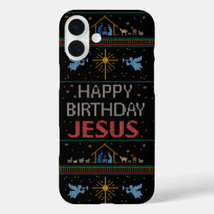 Ugly Christmas Sweater Christliche religiöse Jesus iPhone 16 Plus Hülle