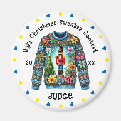 Ugly Christmas Sweater Contest Judge Magnet (Vorne)