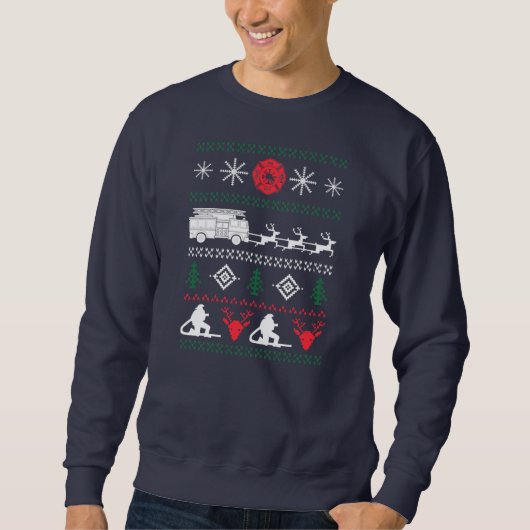 Ugly Christmas Sweater Design For A Firefighter  Sweatshirt (Vorderseite)