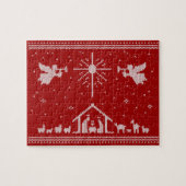 Ugly Christmas Sweater Design Krippe Christlich Puzzle (Horizontal)