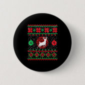 Ugly Christmas Sweater Design Plaid Reindeer Button (Vorderseite)
