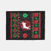 Ugly Christmas Sweater Design Plaid Reindeer Fleecedecke (Vorderseite (Horizontal))