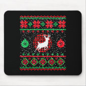 Ugly Christmas Sweater Design Plaid Reindeer Mousepad (Vorne)
